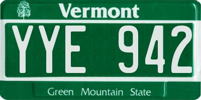 VT license plate YYE942