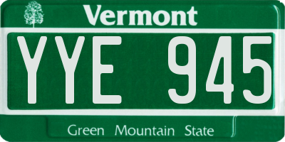 VT license plate YYE945