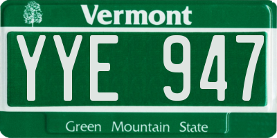VT license plate YYE947