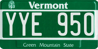 VT license plate YYE950