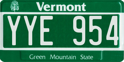 VT license plate YYE954