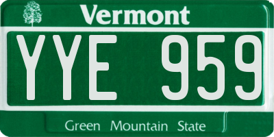 VT license plate YYE959