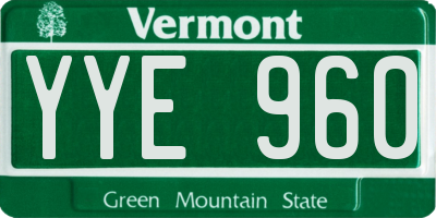 VT license plate YYE960