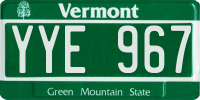 VT license plate YYE967