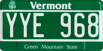 VT license plate YYE968