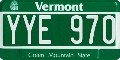 VT license plate YYE970