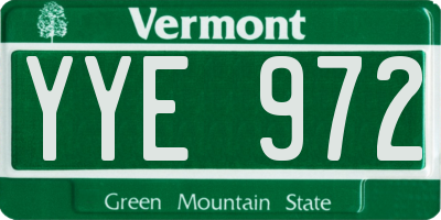 VT license plate YYE972
