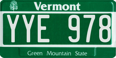 VT license plate YYE978