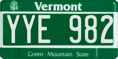 VT license plate YYE982