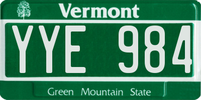 VT license plate YYE984