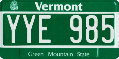 VT license plate YYE985