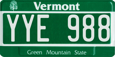 VT license plate YYE988