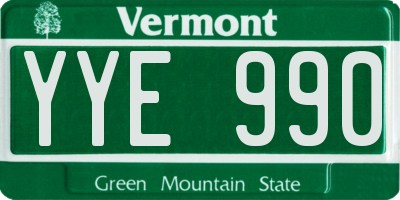 VT license plate YYE990