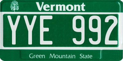 VT license plate YYE992