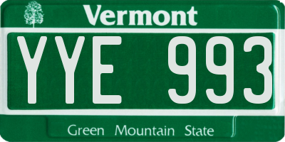 VT license plate YYE993