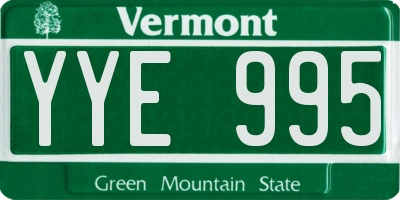 VT license plate YYE995