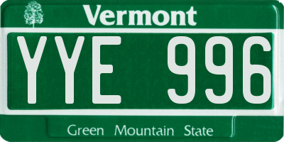 VT license plate YYE996