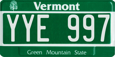 VT license plate YYE997