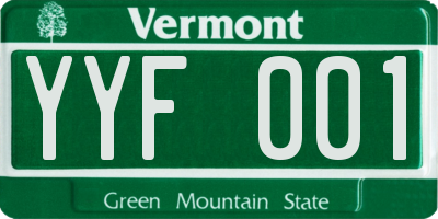 VT license plate YYF001
