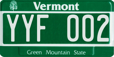 VT license plate YYF002