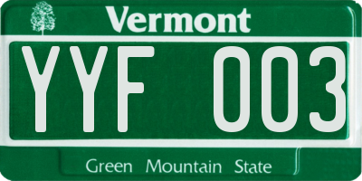 VT license plate YYF003