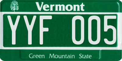 VT license plate YYF005