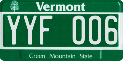 VT license plate YYF006