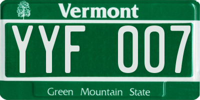 VT license plate YYF007