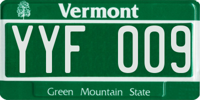 VT license plate YYF009