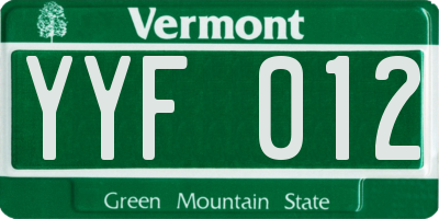 VT license plate YYF012