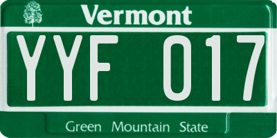 VT license plate YYF017
