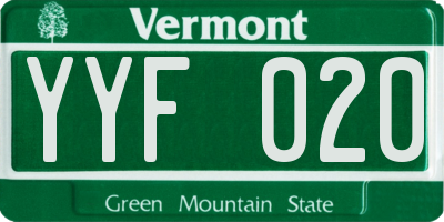 VT license plate YYF020