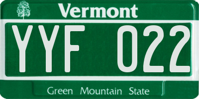 VT license plate YYF022