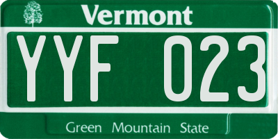 VT license plate YYF023