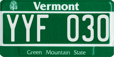 VT license plate YYF030