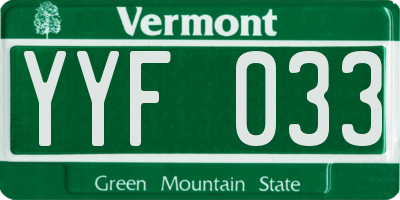VT license plate YYF033