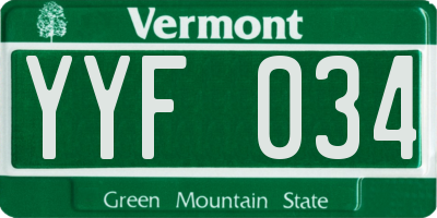 VT license plate YYF034