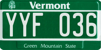 VT license plate YYF036