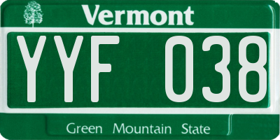 VT license plate YYF038