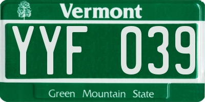 VT license plate YYF039