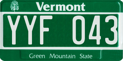 VT license plate YYF043