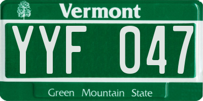 VT license plate YYF047