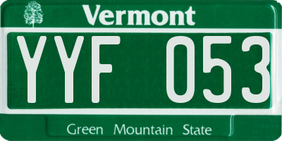 VT license plate YYF053