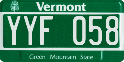 VT license plate YYF058