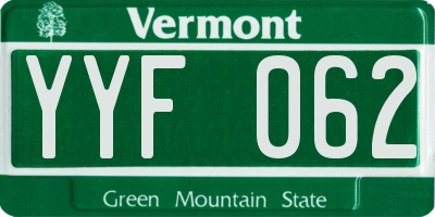 VT license plate YYF062