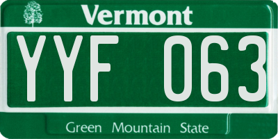 VT license plate YYF063