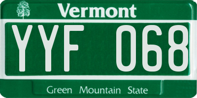 VT license plate YYF068