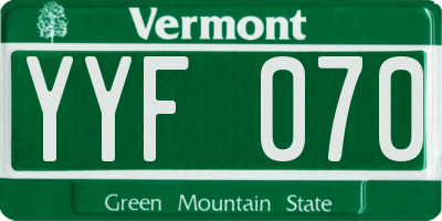VT license plate YYF070