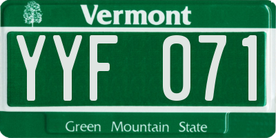 VT license plate YYF071