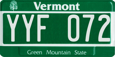 VT license plate YYF072